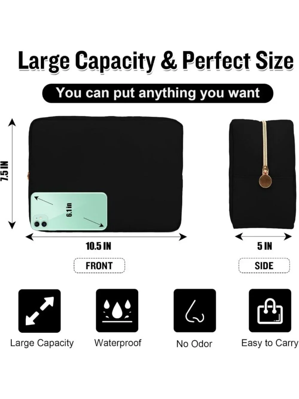 Large Waterproof Makeup Bag Pouch for Women | Cute Travel Cosmetic Organizer